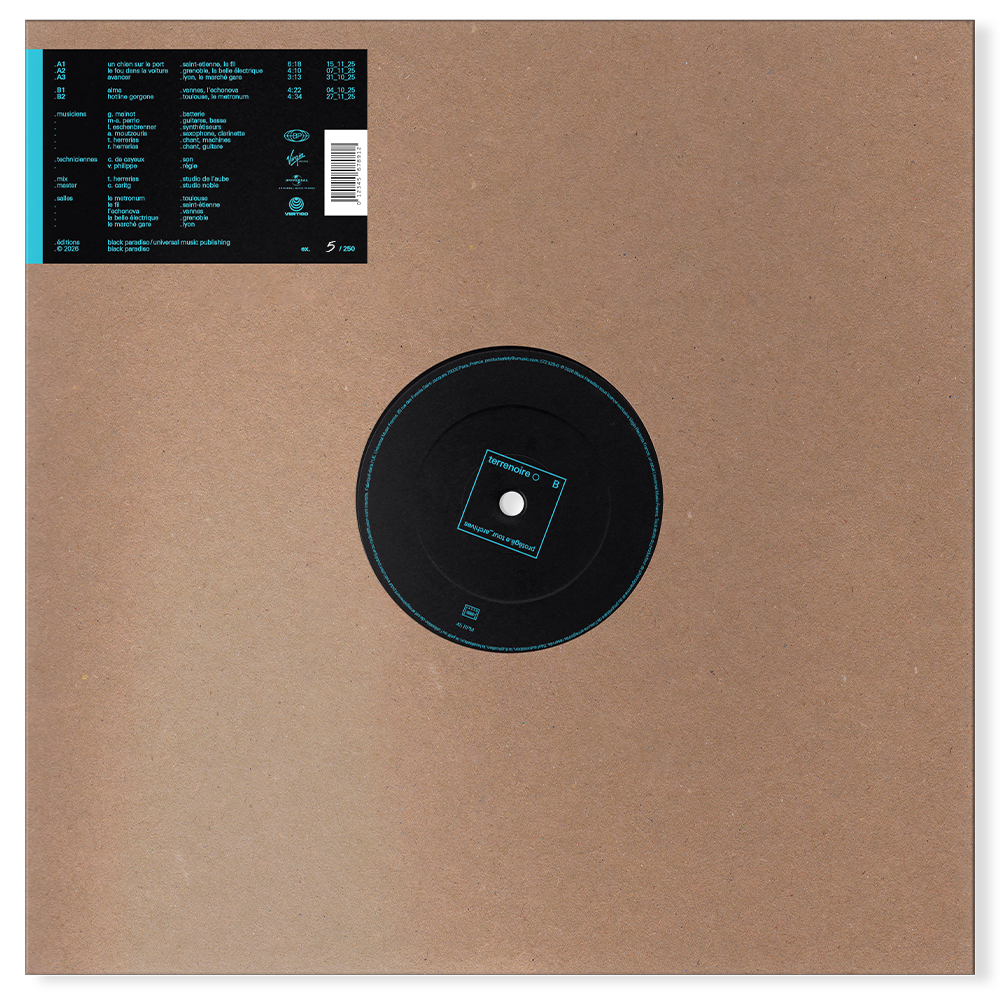 VINYLE "protégé.e tour_archives" version bleue (NUMÉROTÉ)